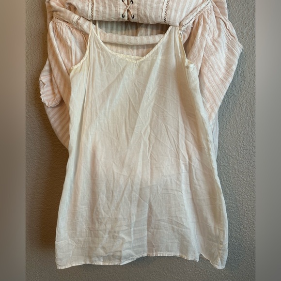 Ulla Johnson Pink Striped Mini Dress Sz 4 Cotton Long Sleeves Tassels Boho Beach - Picture 7 of 12